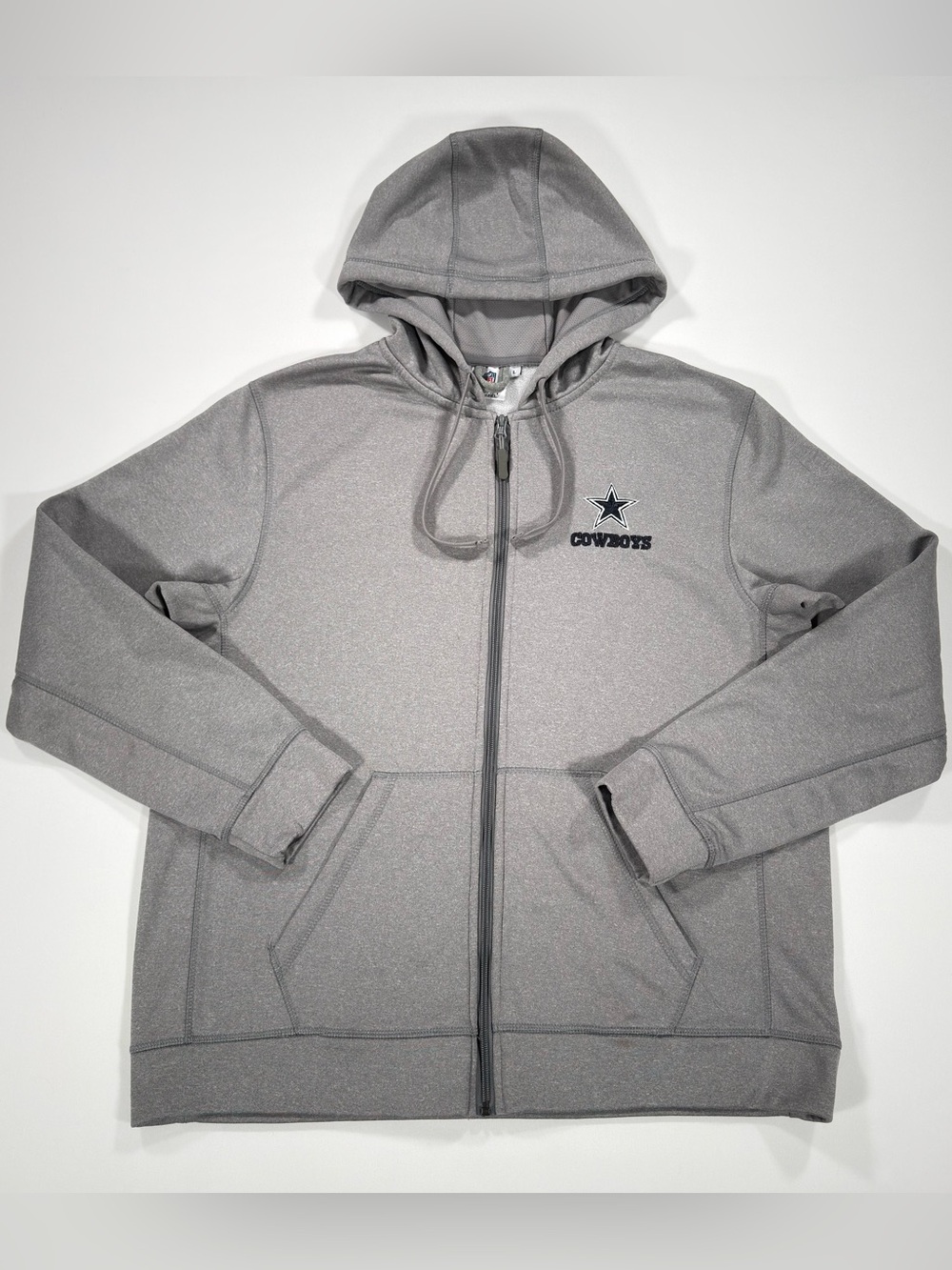 Dallas Cowboys Men's Full Zip Hoodie Gray Fleece Lined NFL Team Apparel Size L